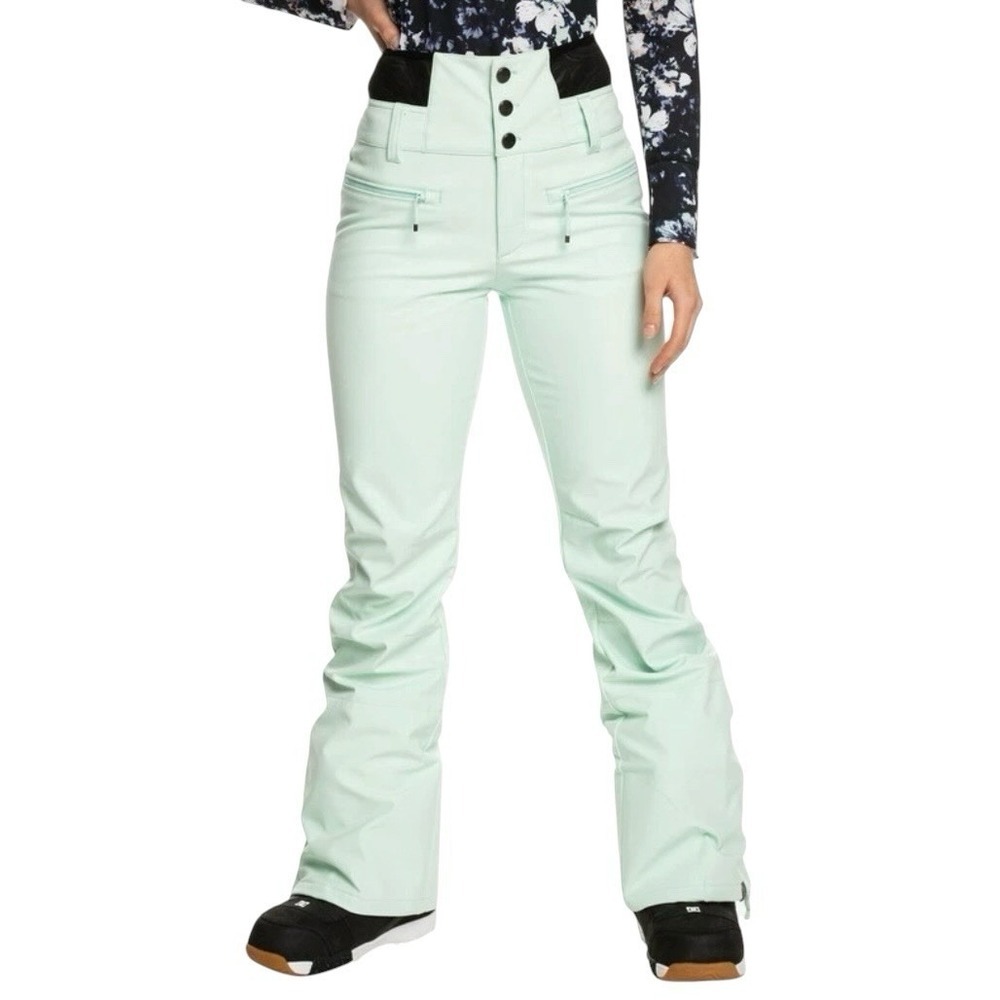 Roxy Rising High Snow Pants Womens Large Fair Aqua Mint DryFlight Waterproof NWT